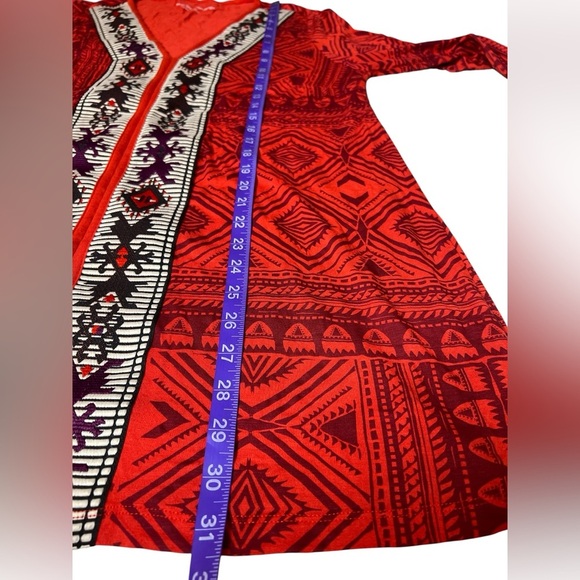 Soft Surroundings Red Embroidered Boho Tribal Print Tunic Top Women’s Size Large - Picture 7 of 7
